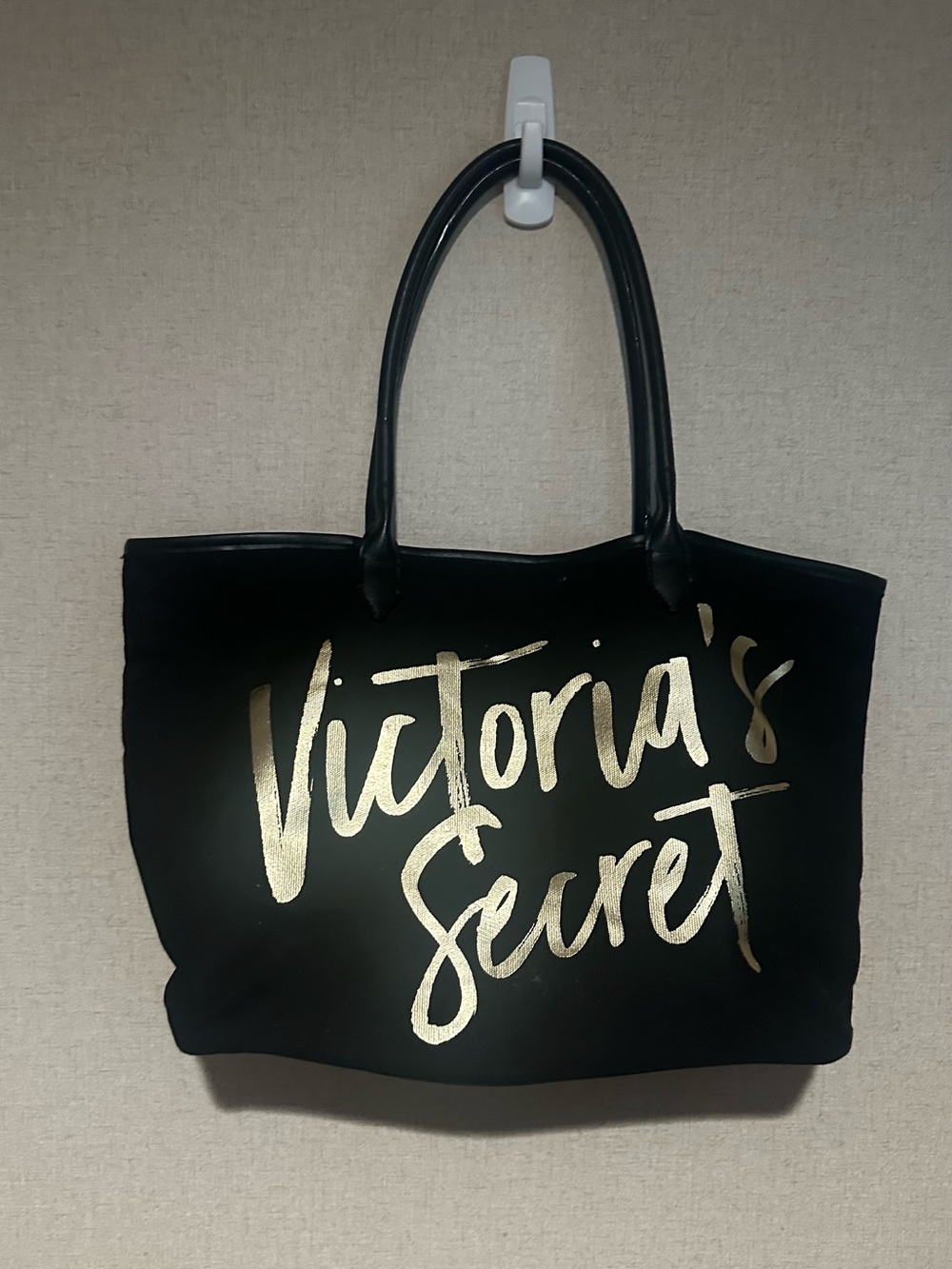 Victoria's Secret Gold Graphic Black Tote